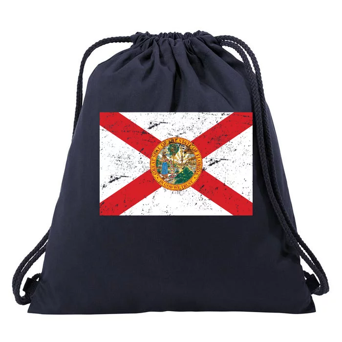 Florida Flag Distressed Vintage Drawstring Bag