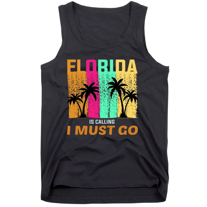 Florida Is Calling I Must Go Vintage Summer Beach Sun Tank Top