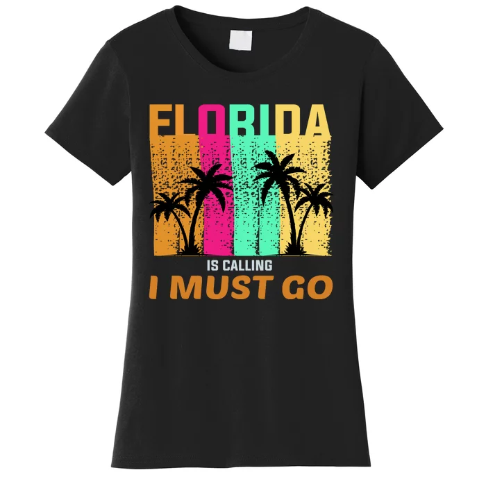 Florida Is Calling I Must Go Vintage Summer Beach Sun Women's T-Shirt