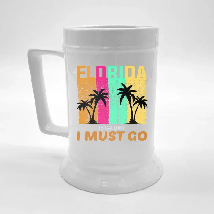 Florida Is Calling I Must Go Vintage Summer Beach Sun Front & Back Beer Stein