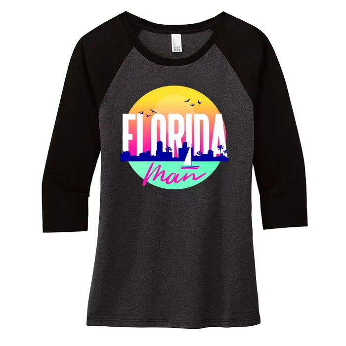 Florida Man Women's Tri-Blend 3/4-Sleeve Raglan Shirt