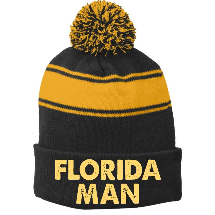 Florida Man Meme Stripe Pom Pom Beanie