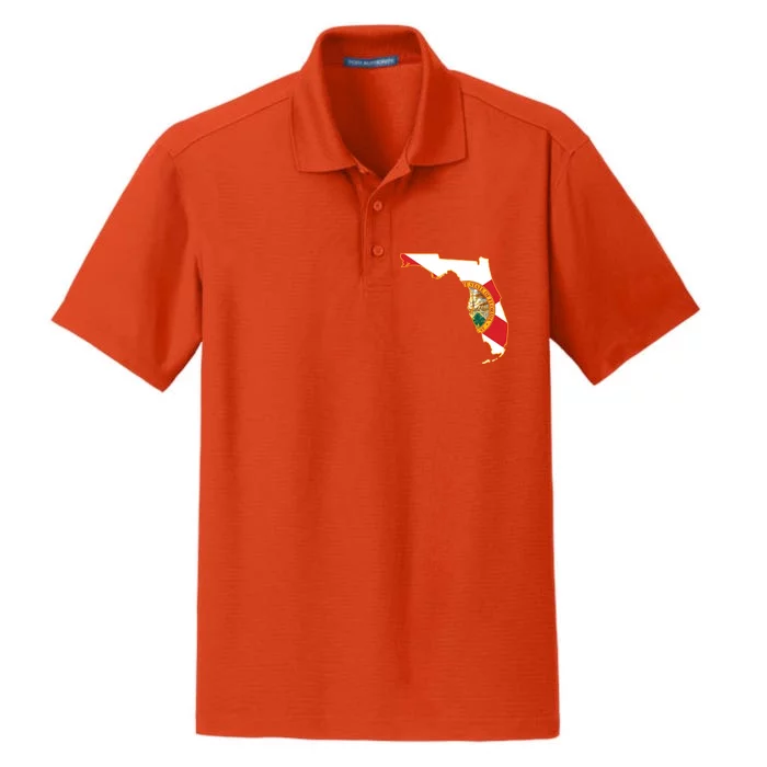 Florida Map State Flag Dry Zone Grid Performance Polo