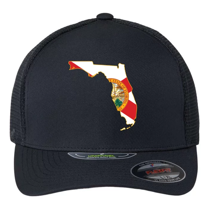 Florida Map State Flag Flexfit Unipanel Trucker Cap