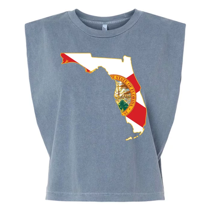 Florida Map State Flag Garment-Dyed Women's Muscle Tee