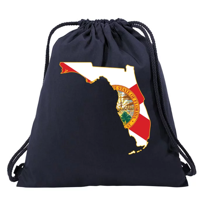 Florida Map State Flag Drawstring Bag