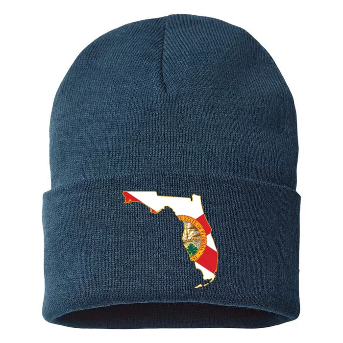 Florida Map State Flag Sustainable Knit Beanie