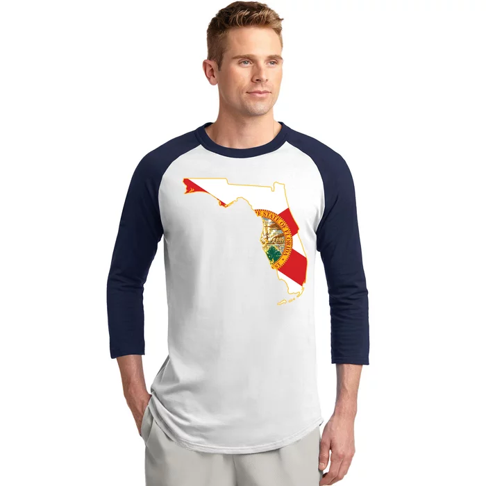 Florida Map State Flag Baseball Sleeve Shirt