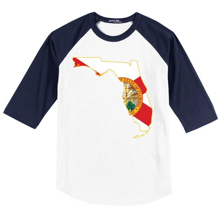 Florida Map State Flag Baseball Sleeve Shirt