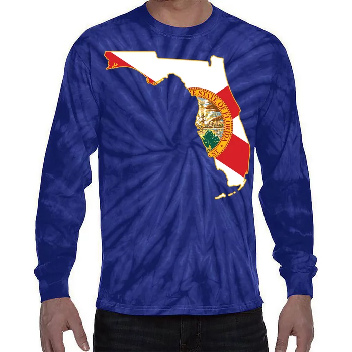 Florida Map State Flag Tie-Dye Long Sleeve Shirt