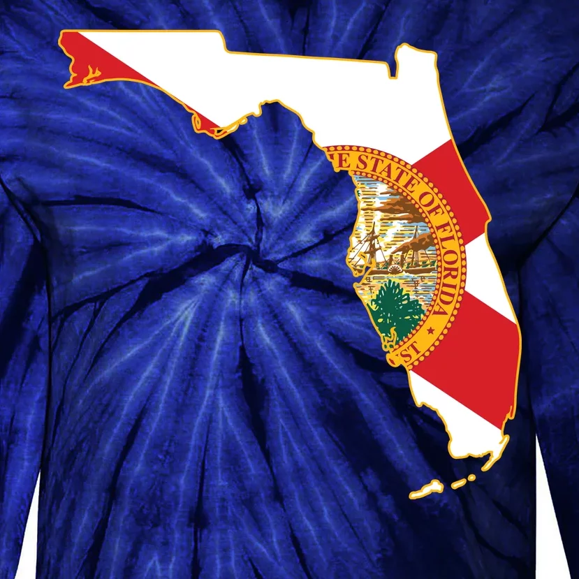 Florida Map State Flag Tie-Dye Long Sleeve Shirt