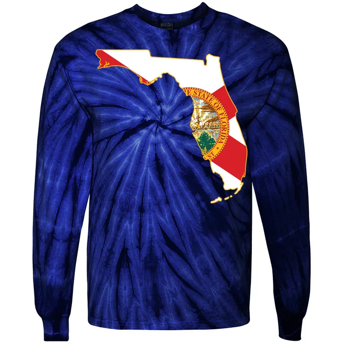 Florida Map State Flag Tie-Dye Long Sleeve Shirt