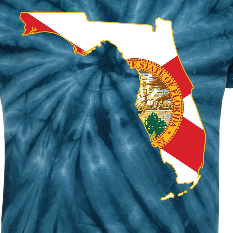 Florida Map State Flag Kids Tie-Dye T-Shirt