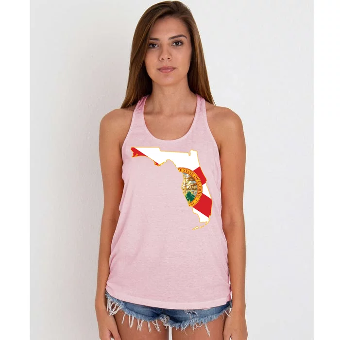 Florida Map State Flag Women's Knotted Racerback Tank