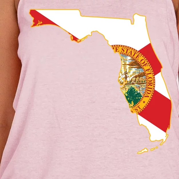 Florida Map State Flag Women's Knotted Racerback Tank