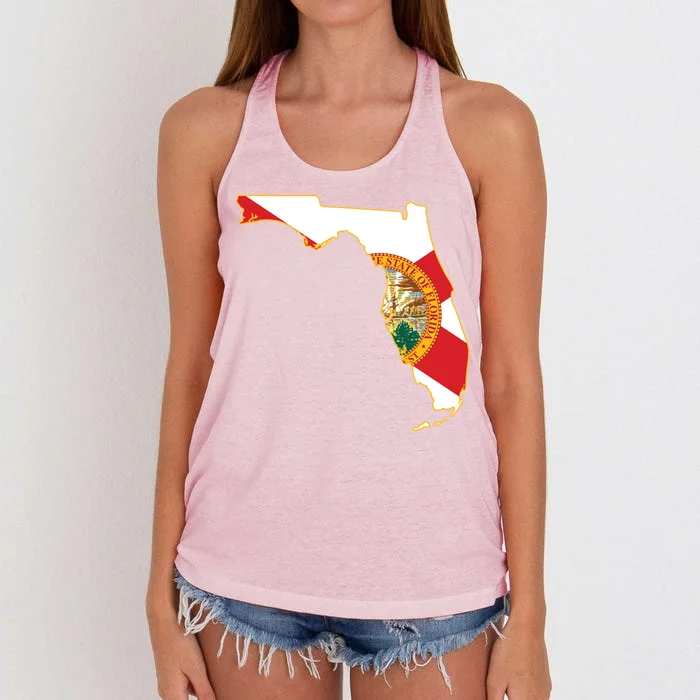 Florida Map State Flag Women's Knotted Racerback Tank