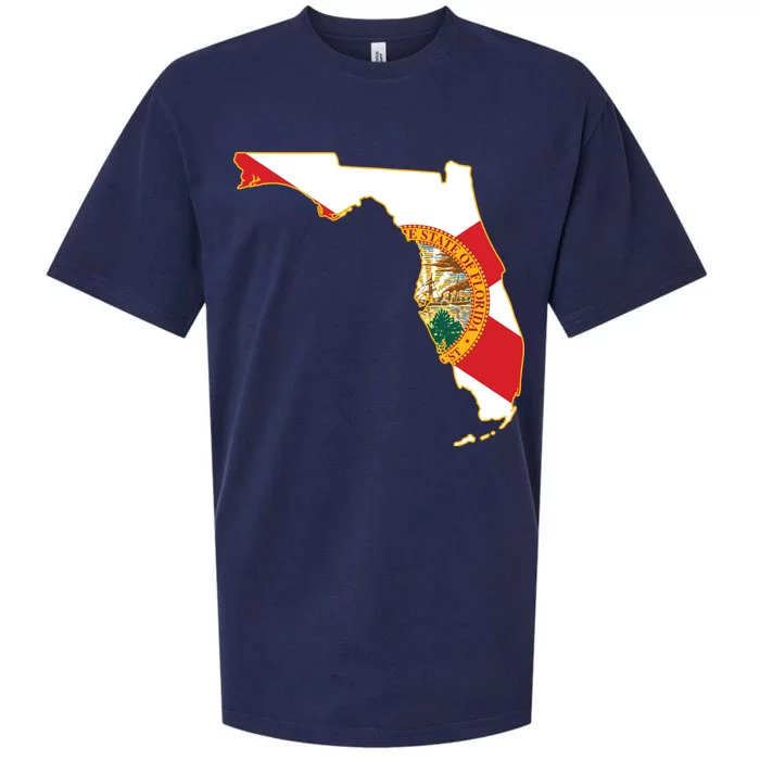 Florida Map State Flag Sueded Cloud Jersey T-Shirt