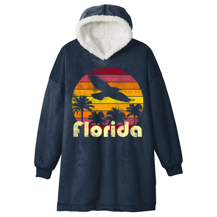 Florida Retro Sunset Hooded Wearable Blanket