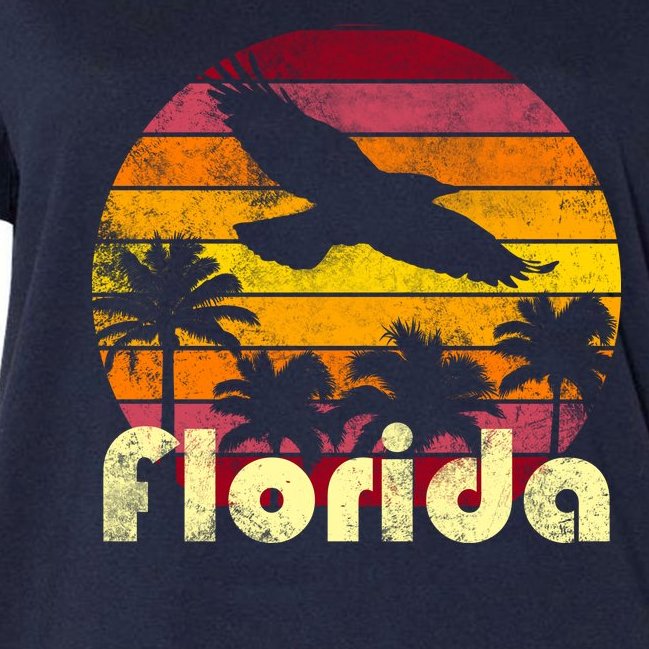 Florida Retro Sunset Women's V-Neck Plus Size T-Shirt