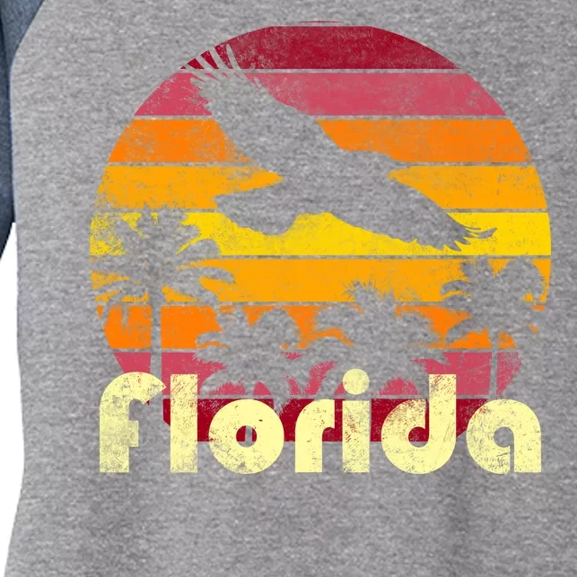 Florida Retro Sunset Women's Tri-Blend 3/4-Sleeve Raglan Shirt