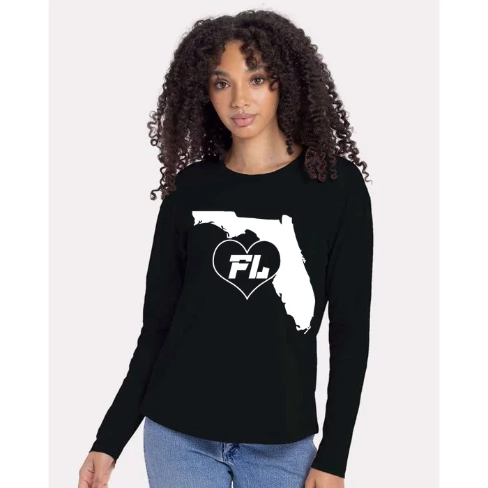 Florida State FL Heart Womens Cotton Relaxed Long Sleeve T-Shirt