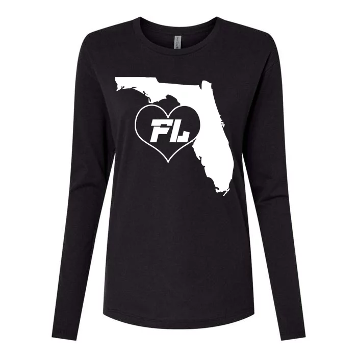 Florida State FL Heart Womens Cotton Relaxed Long Sleeve T-Shirt