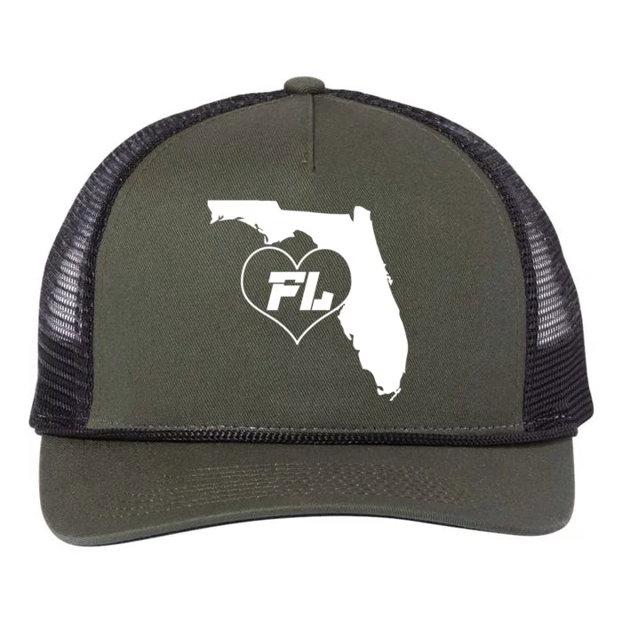 Florida State FL Heart Retro Rope Trucker Hat Cap