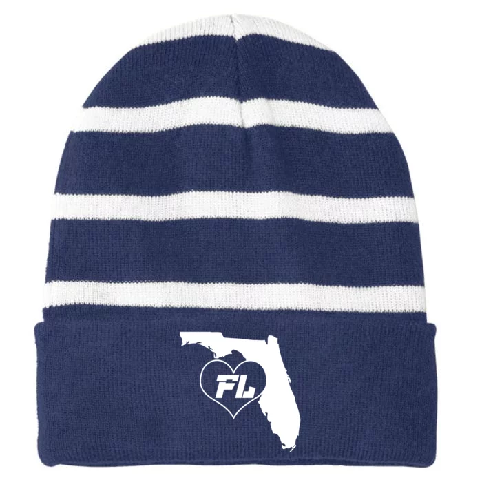 Florida State FL Heart Striped Beanie with Solid Band