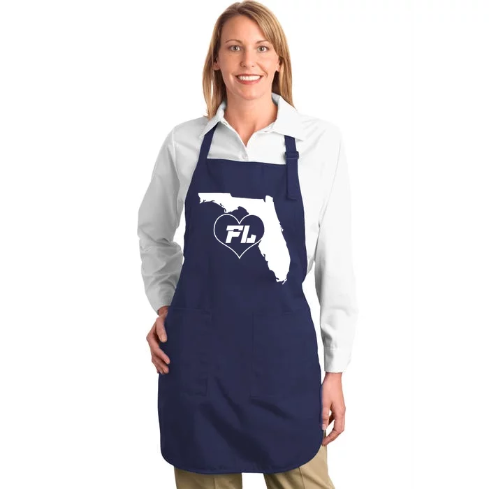 Florida State FL Heart Full-Length Apron With Pocket