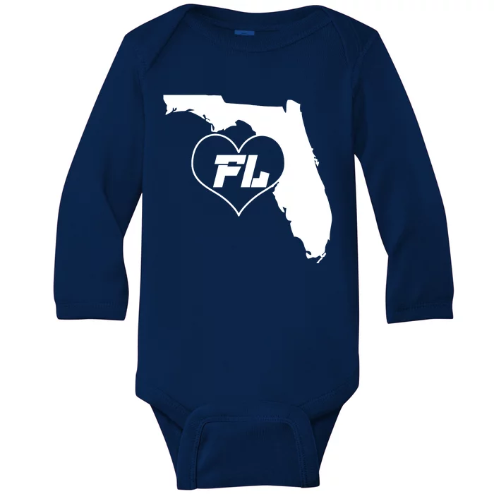 Florida State FL Heart Baby Long Sleeve Bodysuit