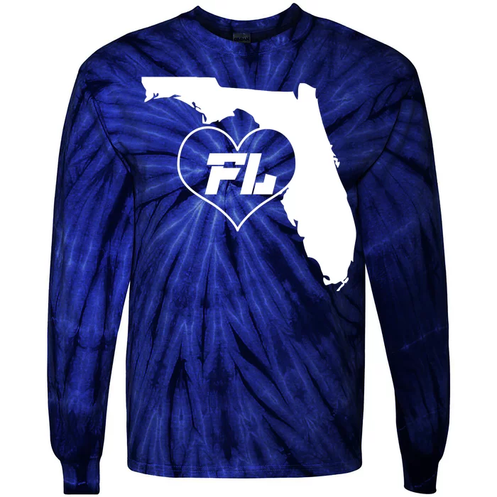 Florida State FL Heart Tie-Dye Long Sleeve Shirt