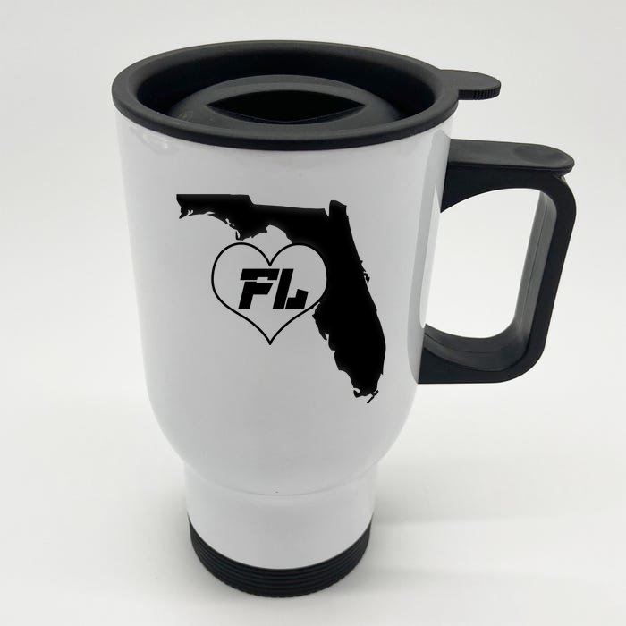 Florida State FL Heart Front & Back Stainless Steel Travel Mug