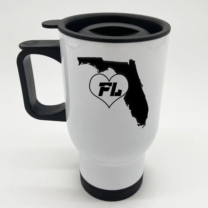 Florida State FL Heart Front & Back Stainless Steel Travel Mug