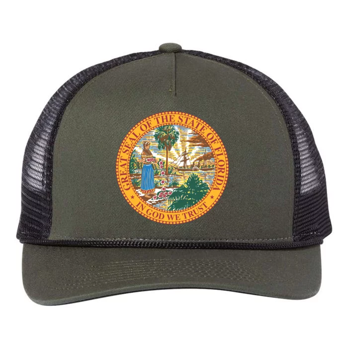 Florida State Seal Retro Rope Trucker Hat Cap