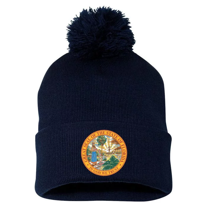 Florida State Seal Pom Pom 12in Knit Beanie