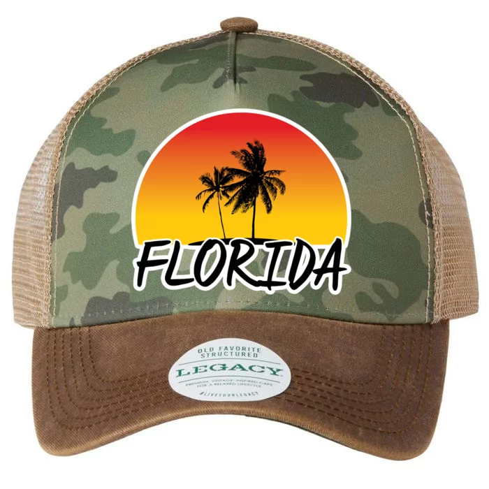 Florida Sunset Palm trees Legacy Tie Dye Trucker Hat