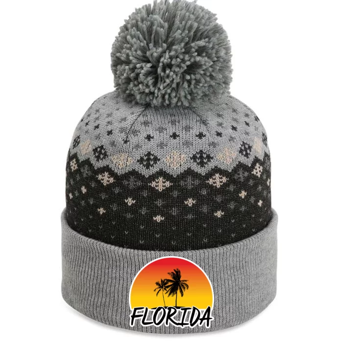 Florida Sunset Palm trees The Baniff Cuffed Pom Beanie