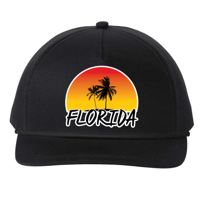 Florida Sunset Palm trees Snapback Five-Panel Rope Hat