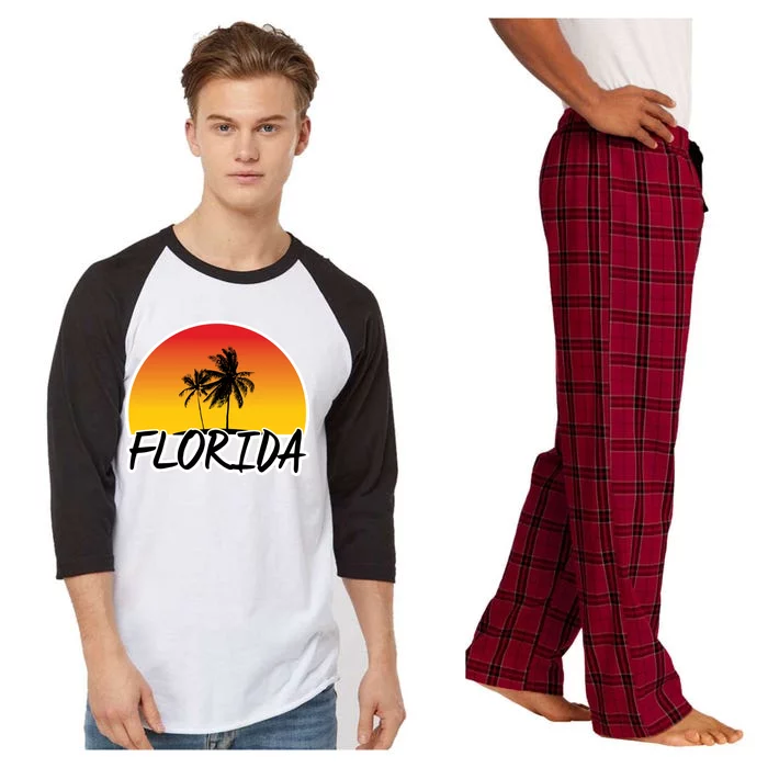 Florida Sunset Palm trees Raglan Sleeve Pajama Set