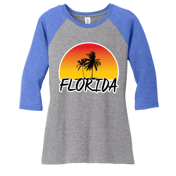 Florida Sunset Palm trees Women's Tri-Blend 3/4-Sleeve Raglan Shirt