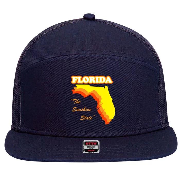 Florida The Sunshine State 7 Panel Mesh Trucker Snapback Hat