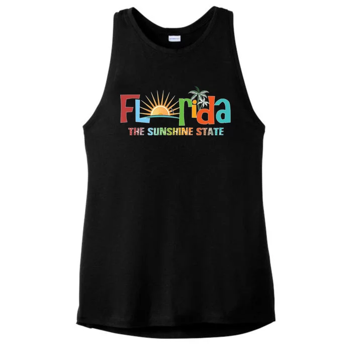 Florida The Sunshine State Colorful Ladies Tri-Blend Wicking Tank