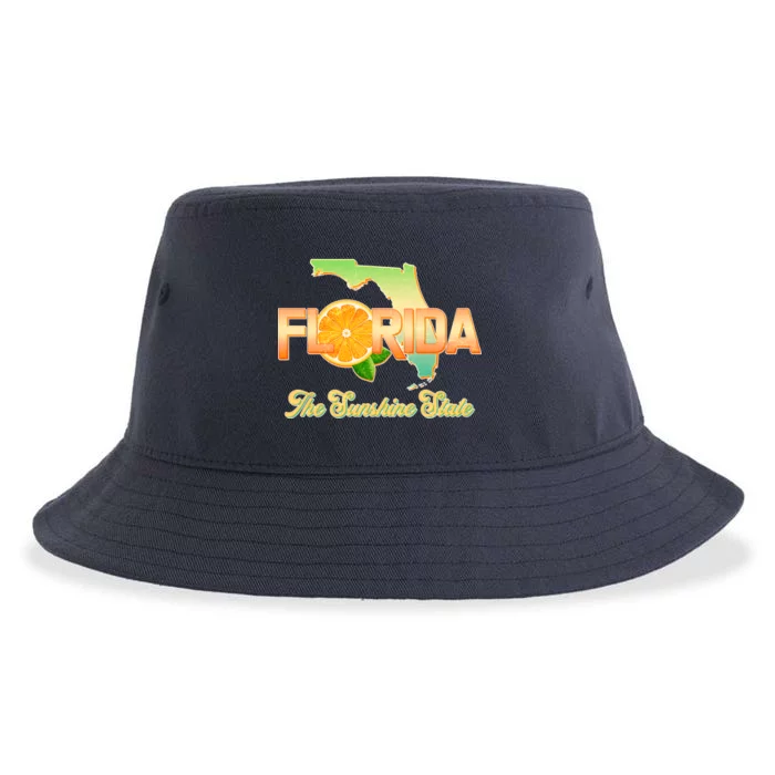 Florida The Sunshine State Orange Logo Sustainable Bucket Hat