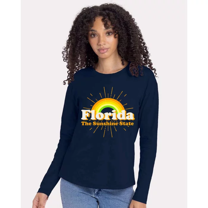 Florida The Sunshine State Rainbow Womens Cotton Relaxed Long Sleeve T-Shirt