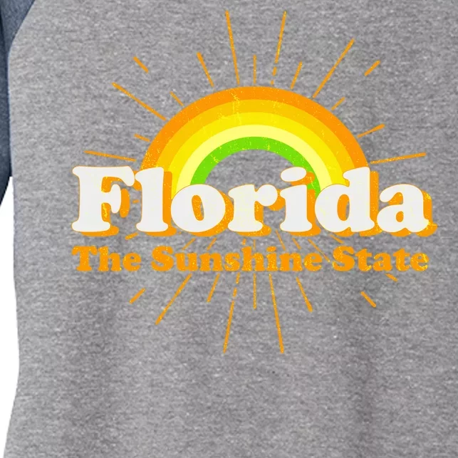 Florida The Sunshine State Rainbow Women's Tri-Blend 3/4-Sleeve Raglan Shirt