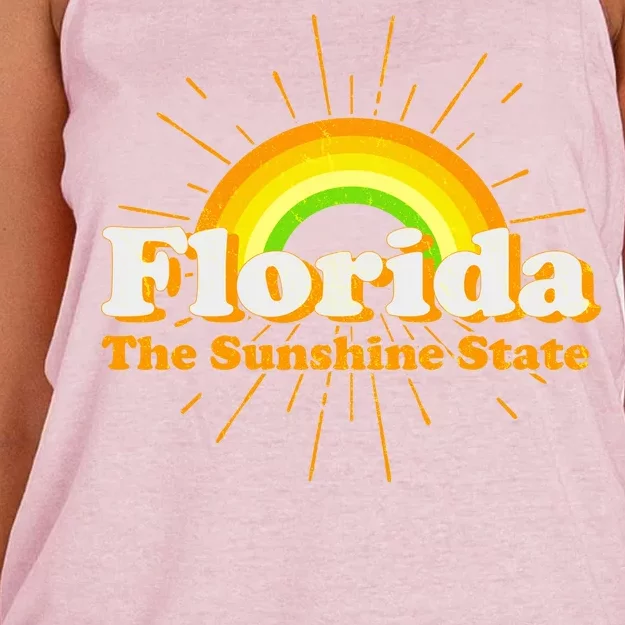 Florida The Sunshine State Rainbow Women's Knotted Racerback Tank