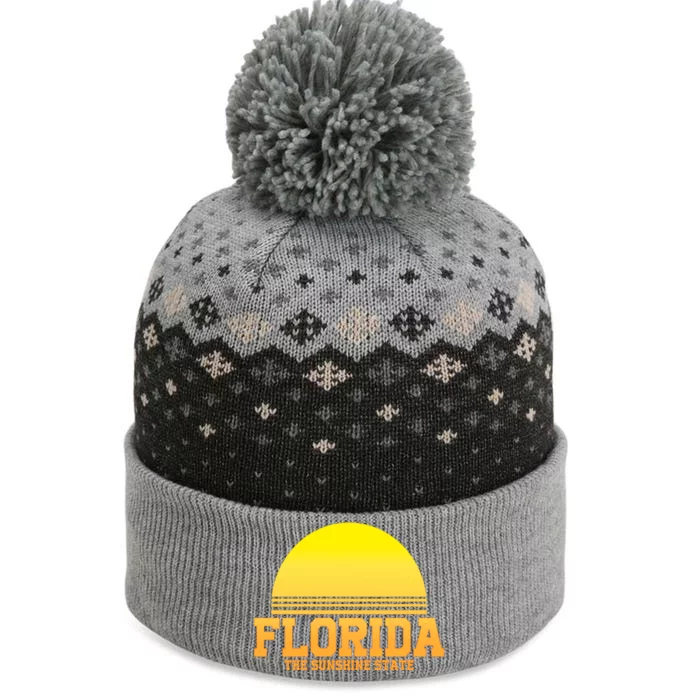 Florida The Sunshine State Retro Sun The Baniff Cuffed Pom Beanie