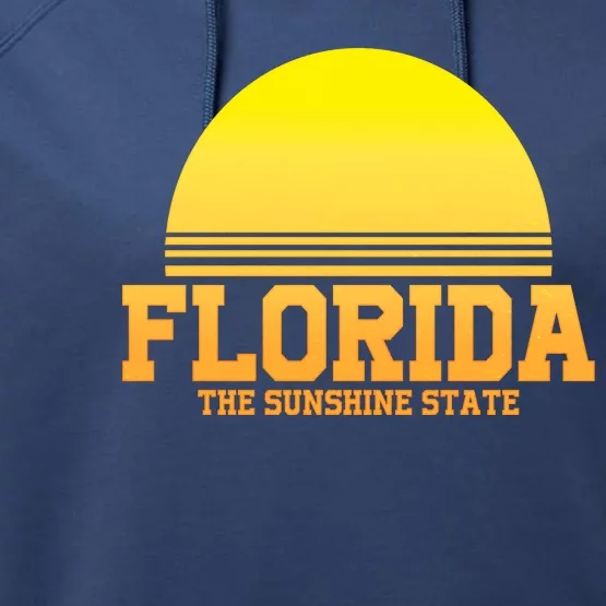 Florida The Sunshine State Retro Sun Performance Fleece Hoodie