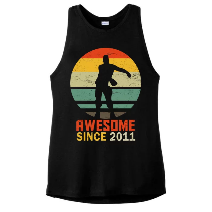 Floss Dance 8th Birthday Awesome Since 2011 Ladies Tri-Blend Wicking Tank