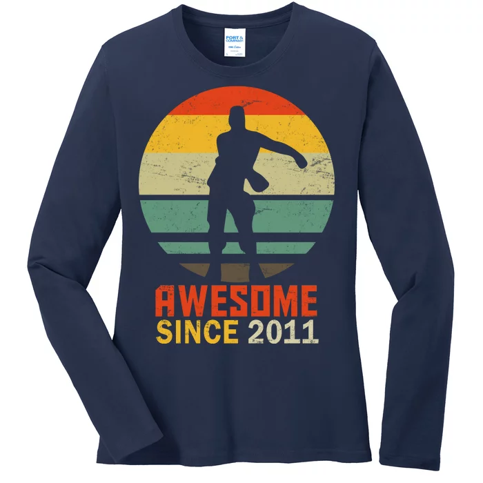 Floss Dance 8th Birthday Awesome Since 2011 Ladies Long Sleeve Shirt